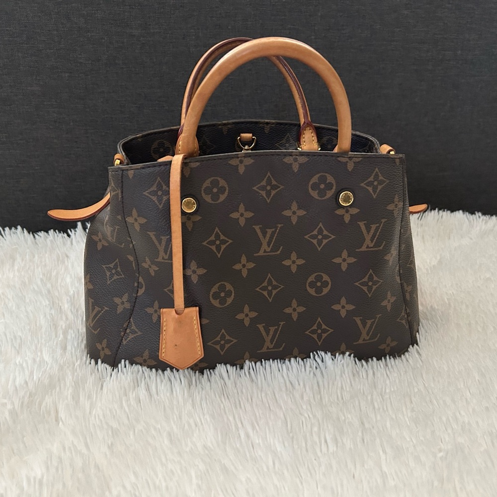 Louis Vuitton Brown and Tan Satchel with Iconic Monogram